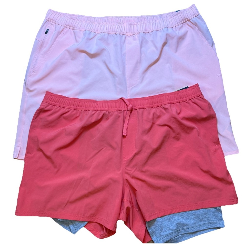 Lot of 2 DSG Agility Shorts Men XXL Pink Coral Athletic 5" 8" Inseam Running Gym